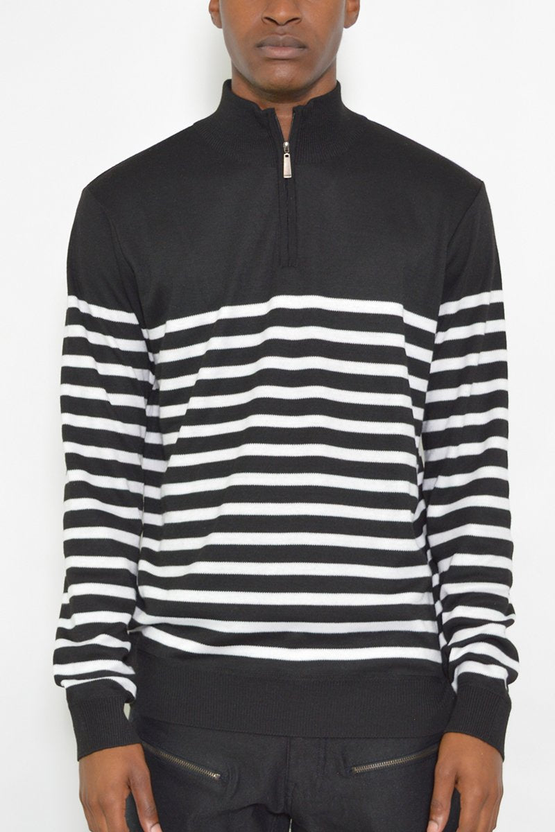 QUARTER ZIP STRIPE PULLOVER
