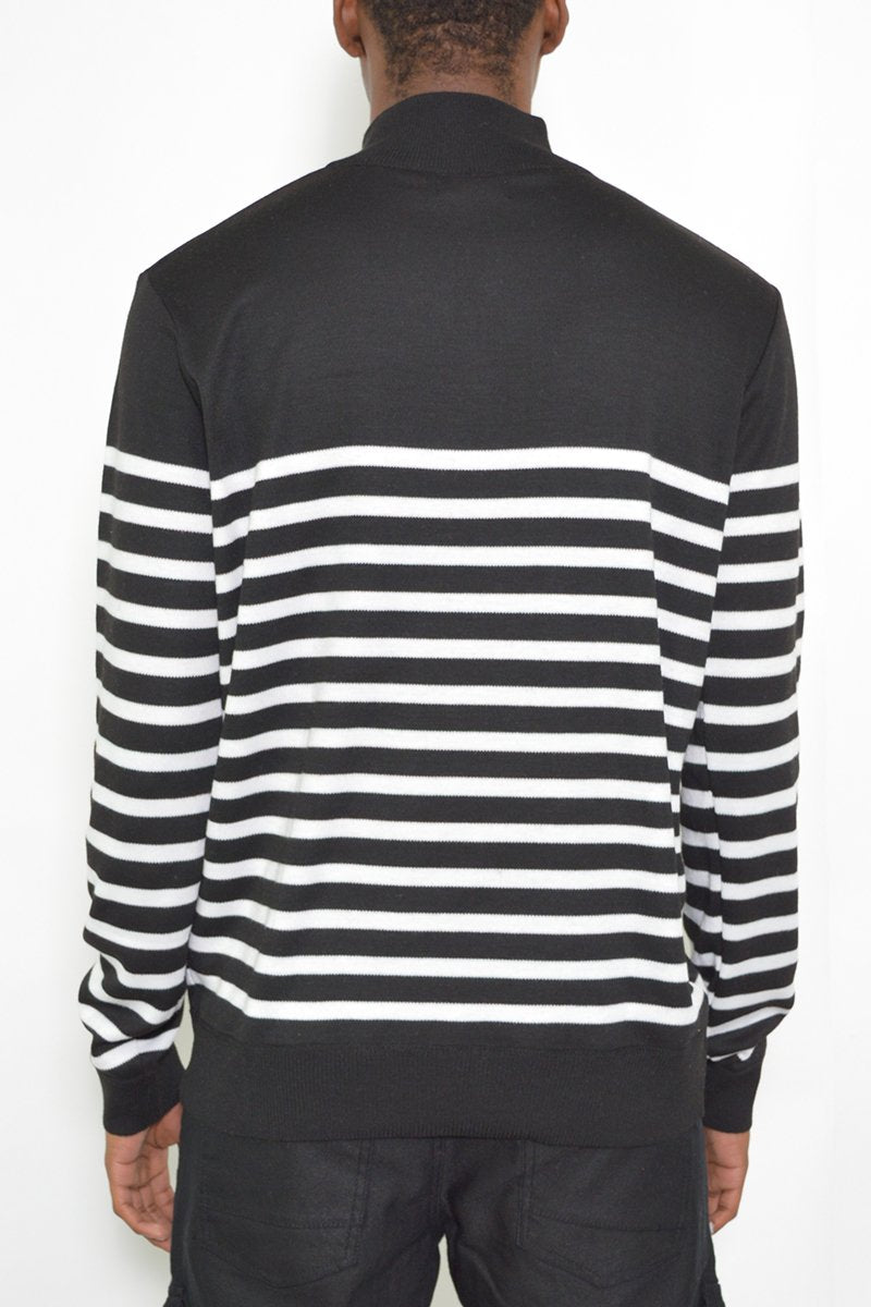 QUARTER ZIP STRIPE PULLOVER