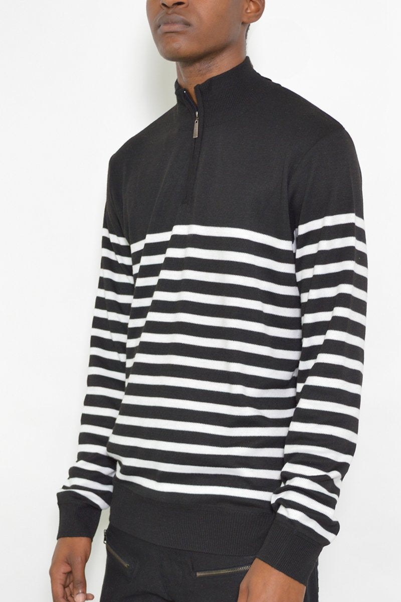 QUARTER ZIP STRIPE PULLOVER