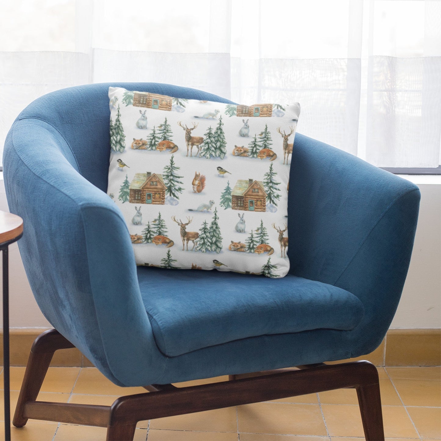 Christmas Decor of Grid House in Nature Throw Pillow Cushion