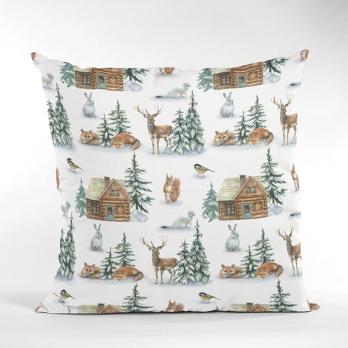 Christmas Decor of Grid House in Nature Throw Pillow Cushion