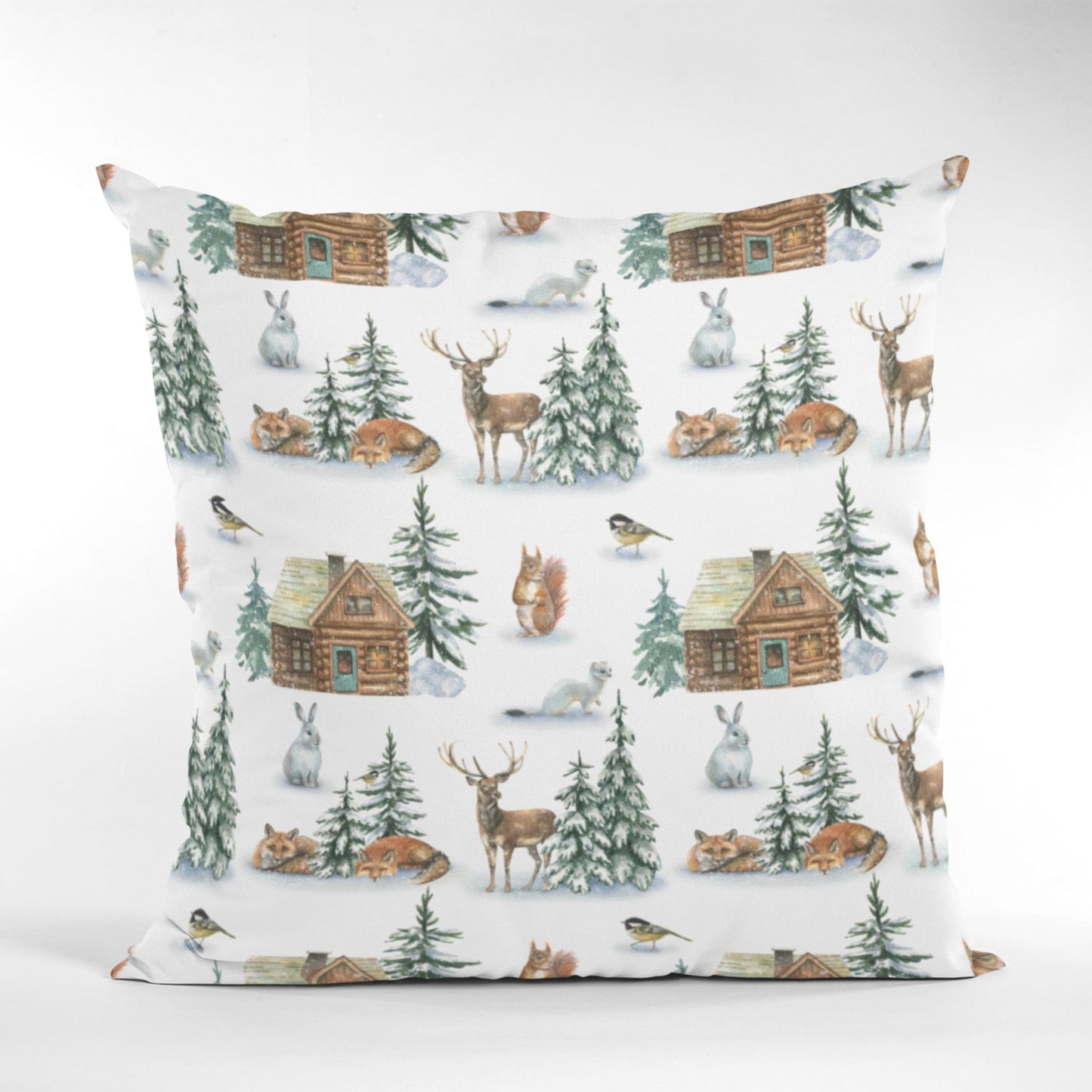 Christmas Decor of Grid House in Nature Throw Pillow Cushion