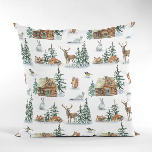 Christmas Decor of Grid House in Nature Throw Pillow Cushion
