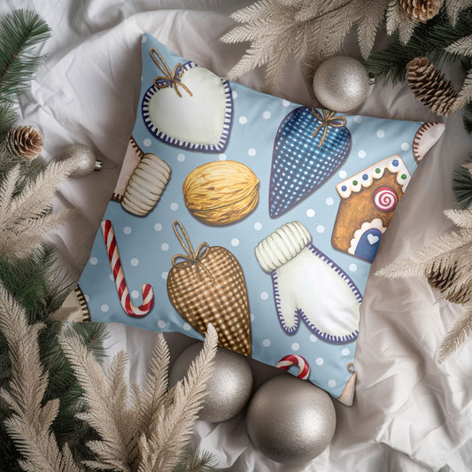 Festive Elegance: Christmas Ornament Pattern Throw Pillow | Homeezone