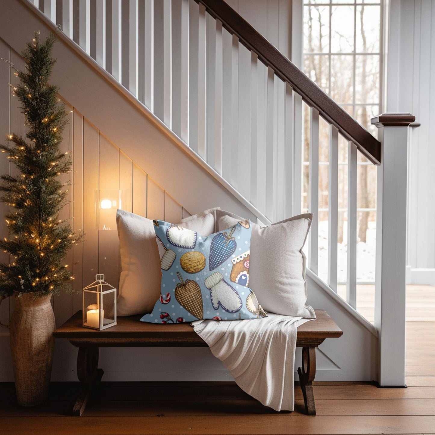 Festive Elegance: Christmas Ornament Pattern Throw Pillow | Homeezone