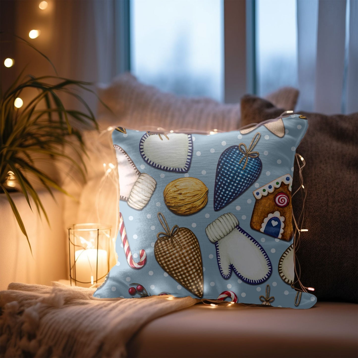 Festive Elegance: Christmas Ornament Pattern Throw Pillow | Homeezone