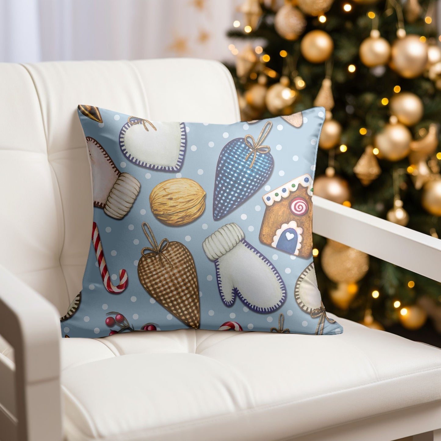 Festive Elegance: Christmas Ornament Pattern Throw Pillow | Homeezone