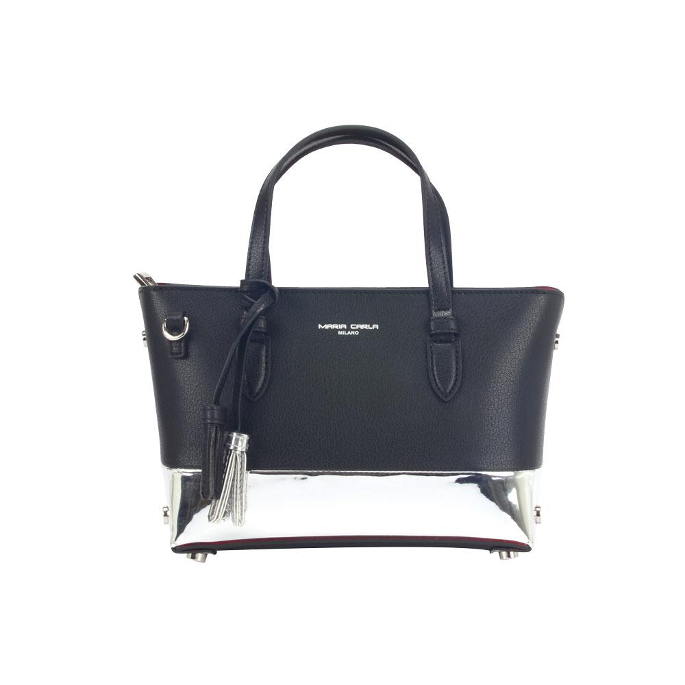 Chic Allure Maria Carla Small Leather Handbag - Bi-color & Reflective