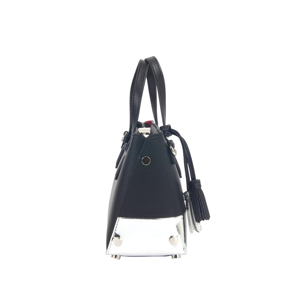 Chic Allure Maria Carla Small Leather Handbag - Bi-color & Reflective