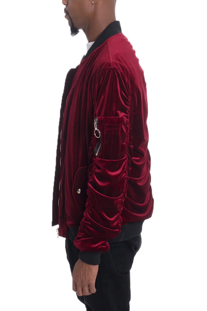 VELOUR BOMBER - RED