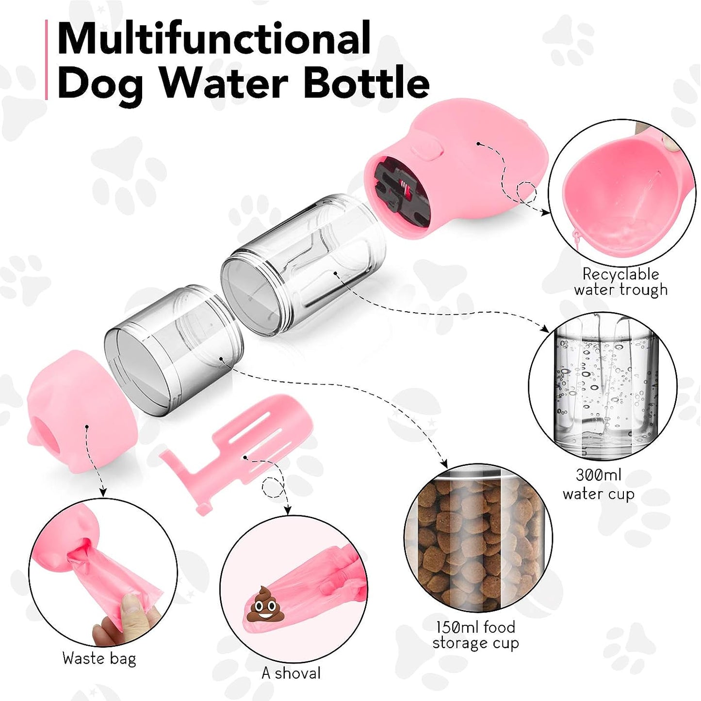 TravelPaws Pink: Leak-Proof Water Dispenser & Feeder | Lightweight & Stylish | Perfect for Dogs, Cats, and More! 🐾💧