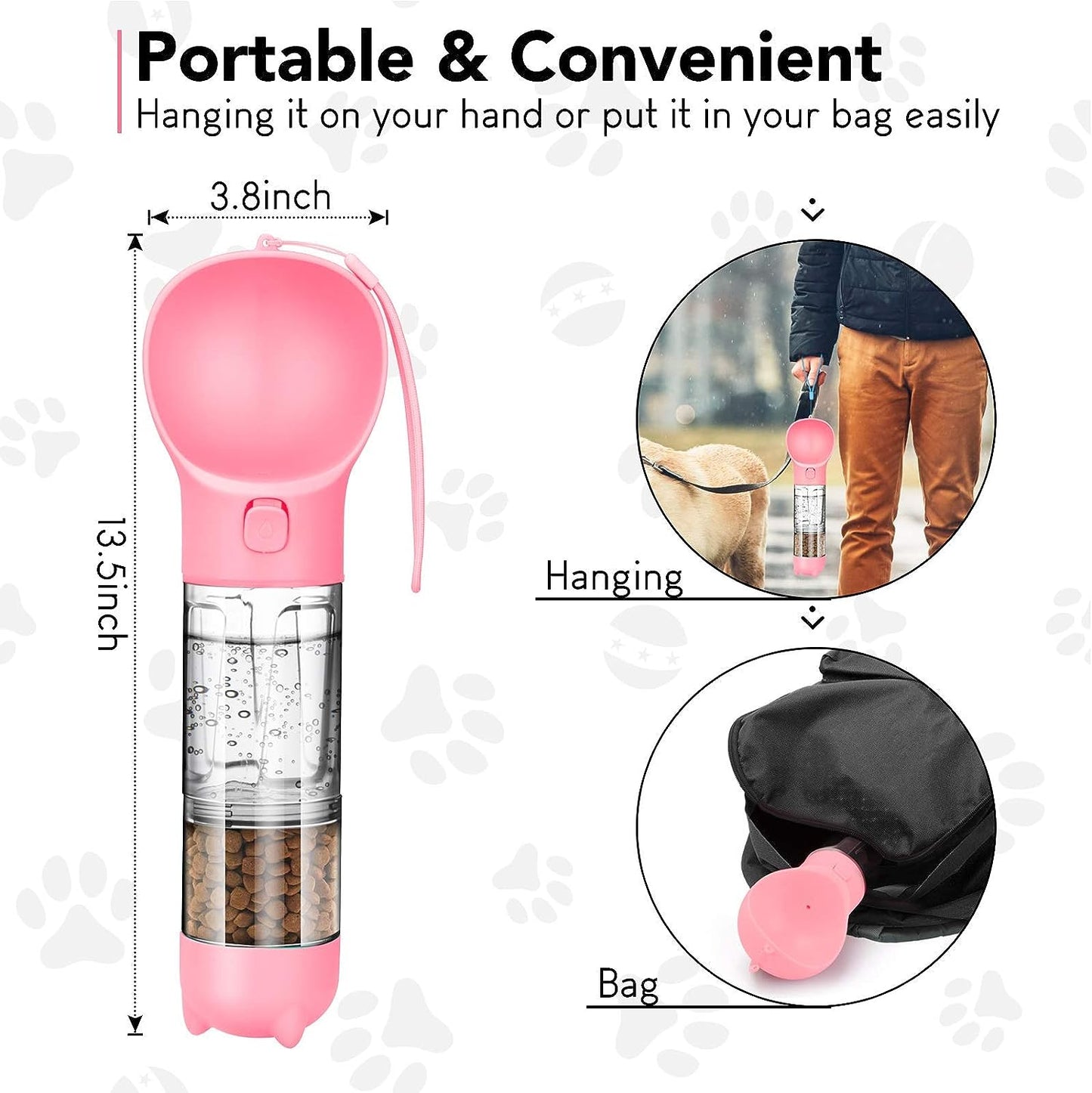 TravelPaws Pink: Leak-Proof Water Dispenser & Feeder | Lightweight & Stylish | Perfect for Dogs, Cats, and More! 🐾💧
