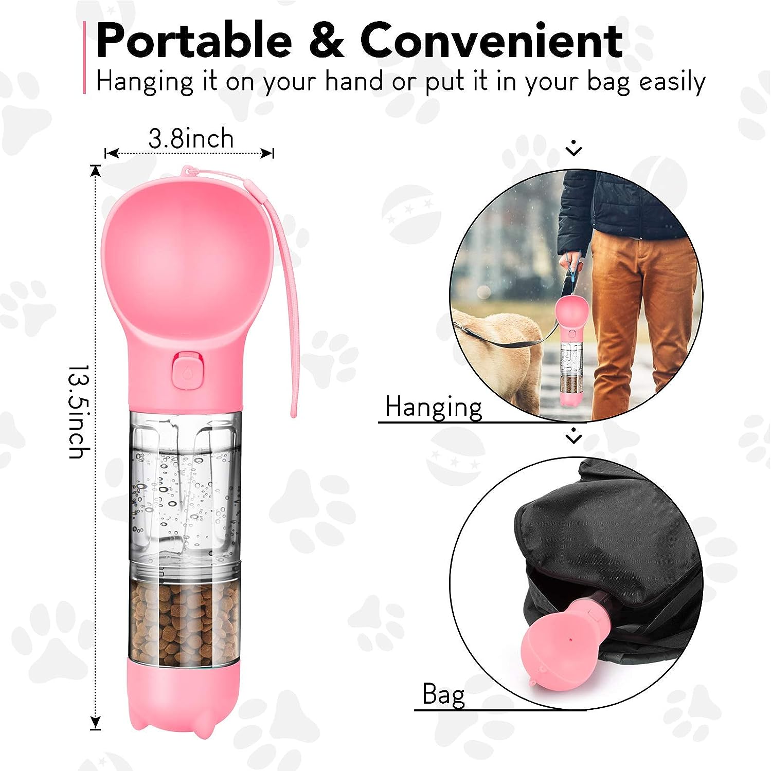 TravelPaws Pink: Leak-Proof Water Dispenser & Feeder | Lightweight & Stylish | Perfect for Dogs, Cats, and More! 🐾💧