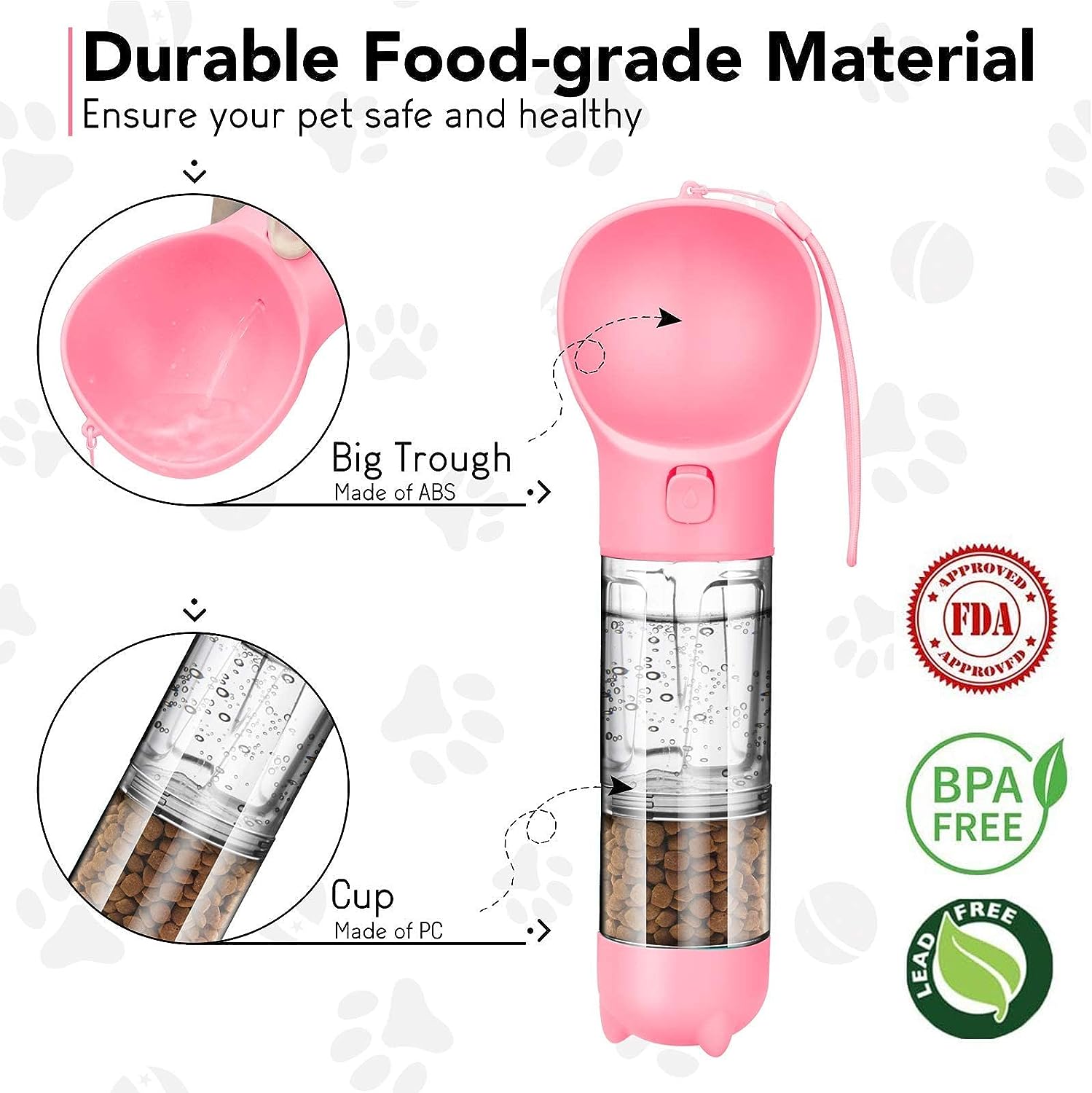TravelPaws Pink: Leak-Proof Water Dispenser & Feeder | Lightweight & Stylish | Perfect for Dogs, Cats, and More! 🐾💧
