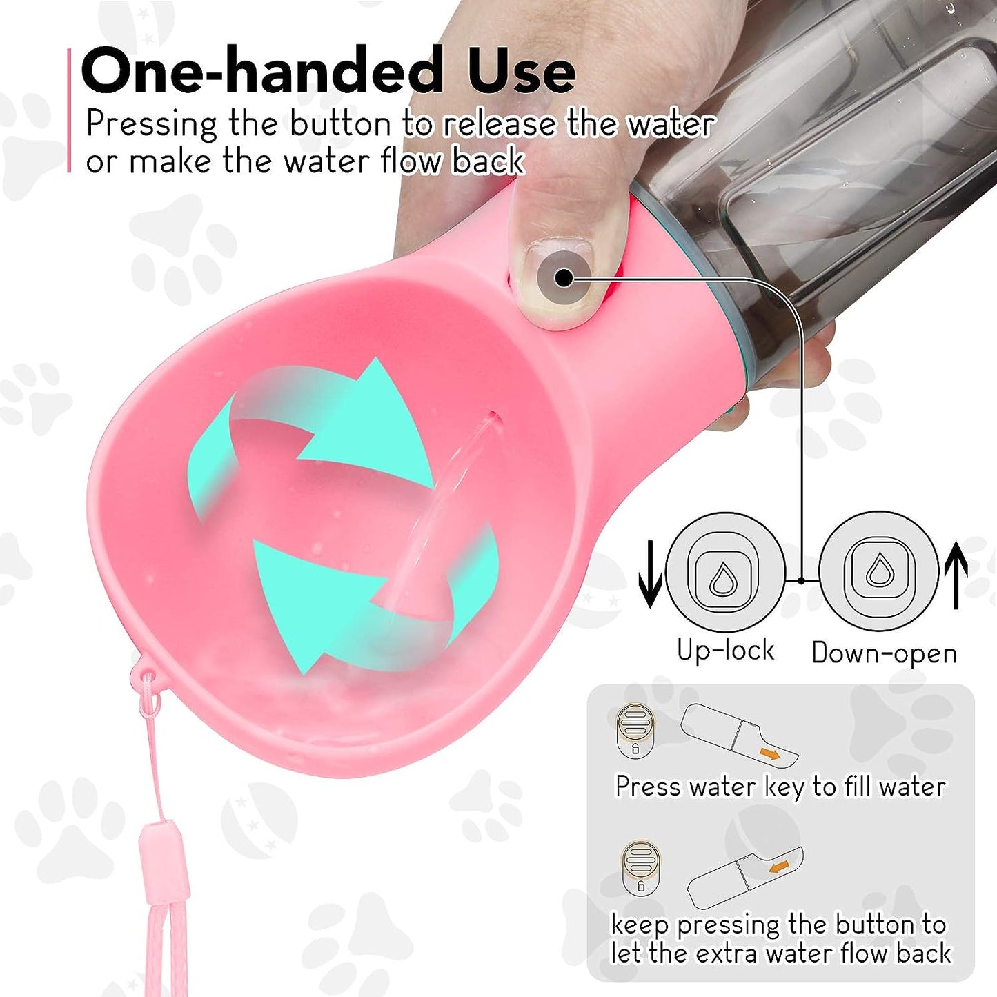 TravelPaws Pink: Leak-Proof Water Dispenser & Feeder | Lightweight & Stylish | Perfect for Dogs, Cats, and More! 🐾💧