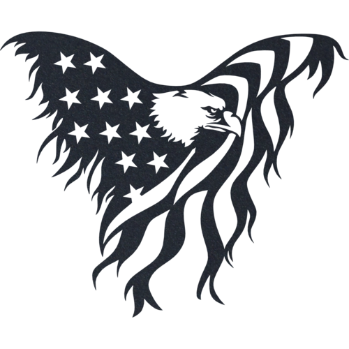 Patriotic American Eagle - Black Metal Wall Art