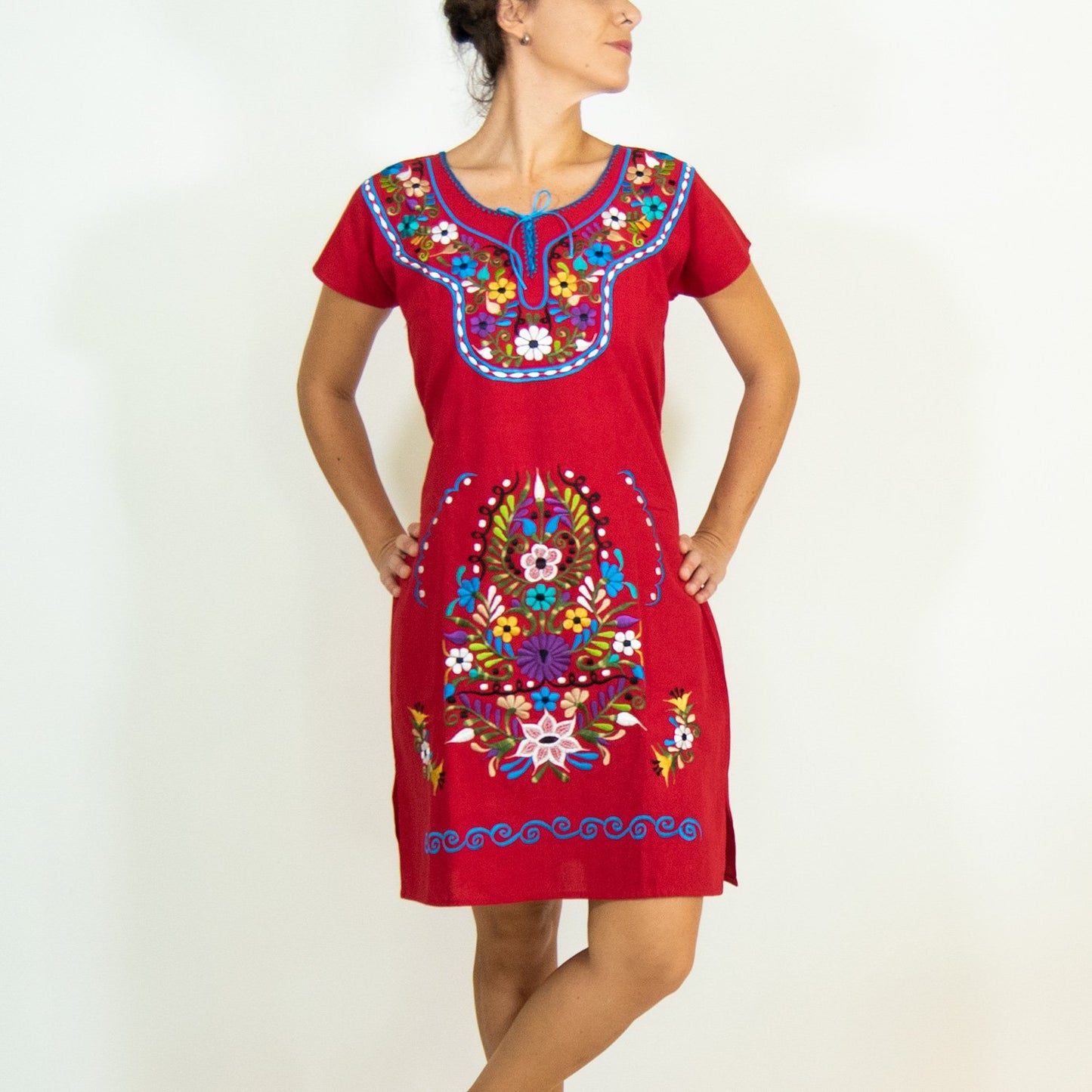 Multi-Color Embroidery Mexican Dress
