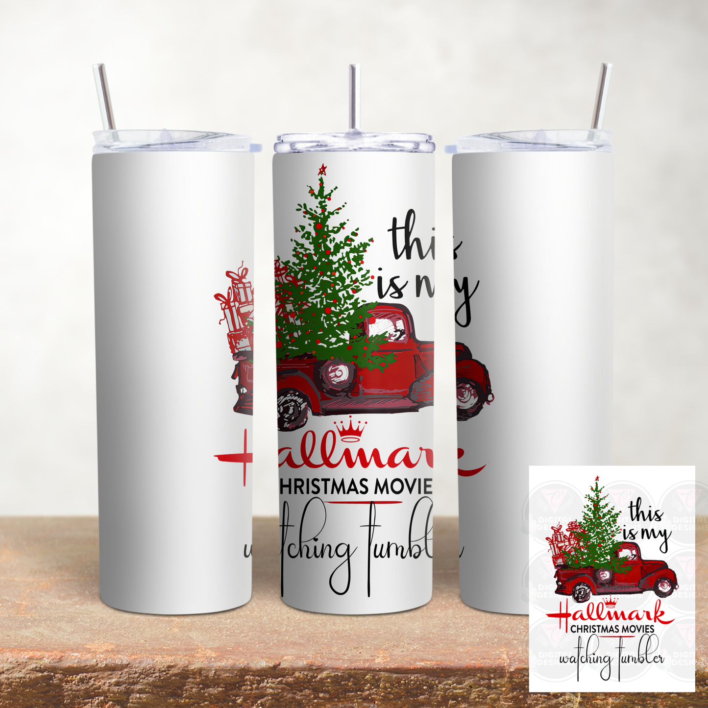 Christmas Movie Watching Tumbler 20oz Skinny Tumbler
