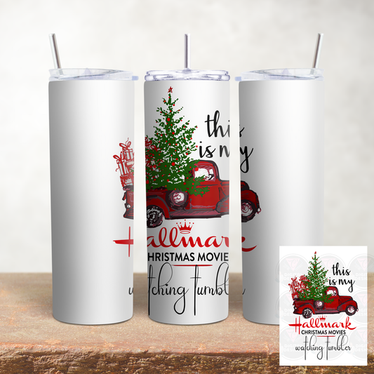 Christmas Movie Watching Tumbler 20oz Skinny Tumbler