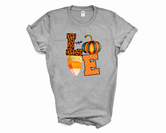 LOVE Halloween Graphic Tee - GREY