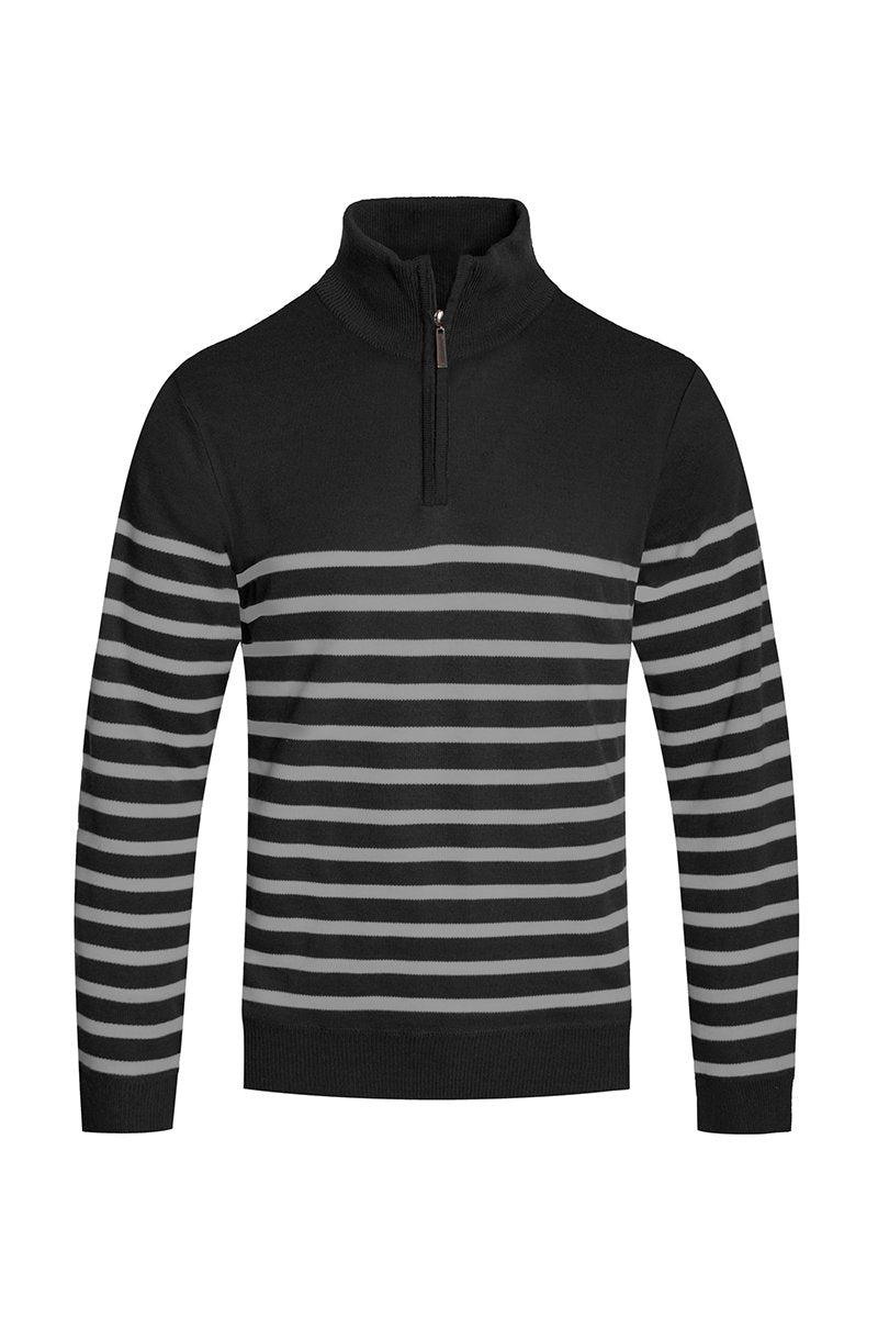 QUARTER ZIP STRIPE PULLOVER