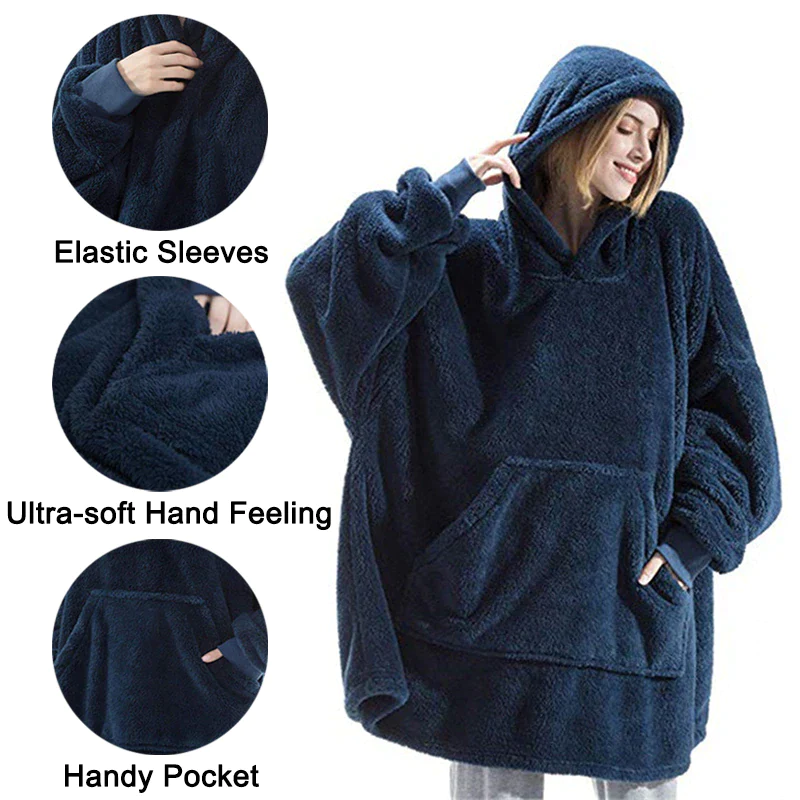 Oversized Hooded Sweater Blanket for Him & Her: Ultimate Winter Comfort | Stay Warm in Style with Oversized Fleece, Sleeves, and a Snuggly Large Pocket | Embrace Winter Comfort with Your Perfect TV Hoodie Robe!