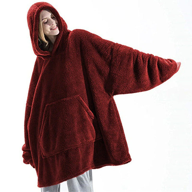 Oversized Hooded Sweater Blanket for Him & Her: Ultimate Winter Comfort | Stay Warm in Style with Oversized Fleece, Sleeves, and a Snuggly Large Pocket | Embrace Winter Comfort with Your Perfect TV Hoodie Robe!
