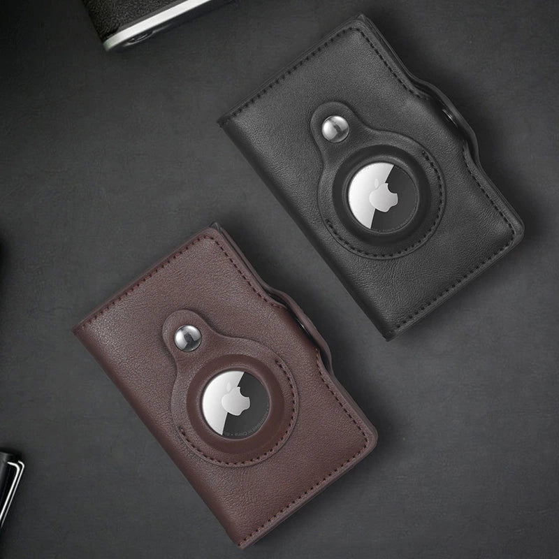 Premium Leather Wallet with Airtag Tracker Case