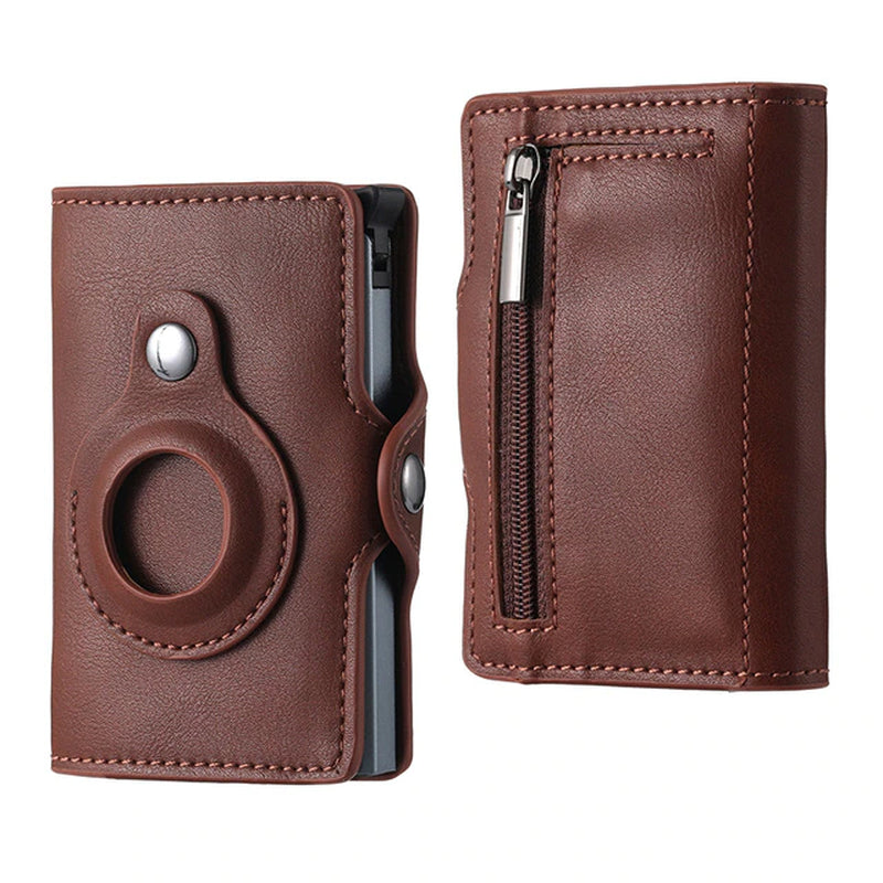 Premium Leather Wallet with Airtag Tracker Case