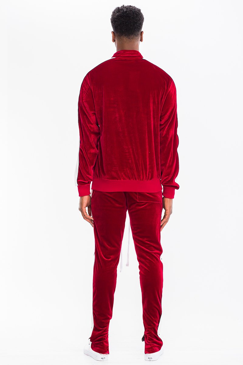 Men's Red Velour Track Set