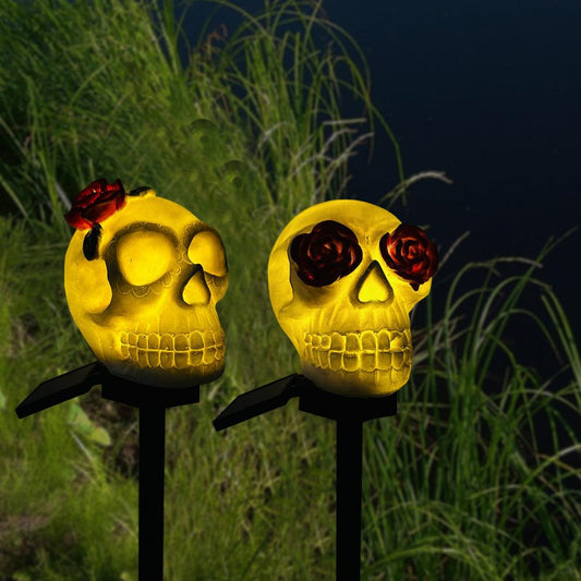 Halloween Solar Light Spooky Solar Skull Lawn Lights Waterproof Automatic Charging Easy to Install Halloween Party Decorations