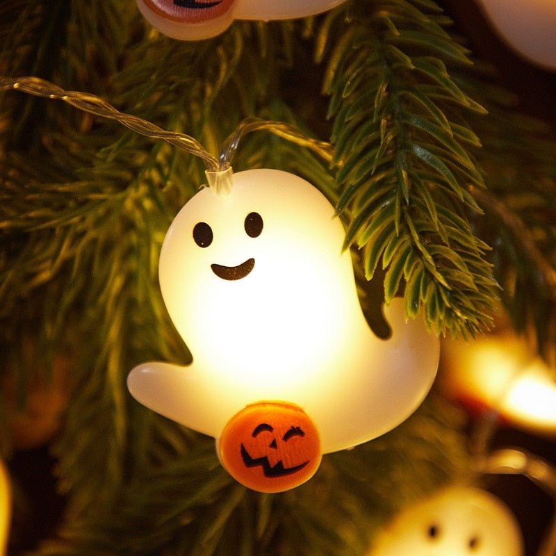 Halloween Solar String Lights | Adorable Pumpkin and Ghost Faces | Garden, Bar, and Party Decorations