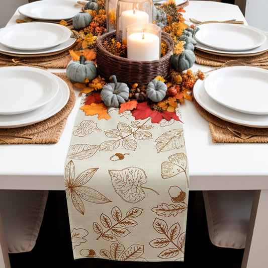 Family Gatherings Fall Thanksgiving Table Runner | 13x72 Inches Rustic Burlap Style | Seasonal Harvest Decor for Farmhouse Feasts