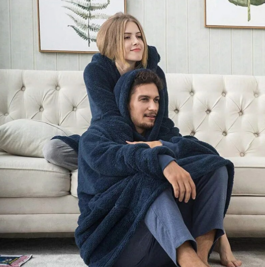 Oversized Hooded Sweater Blanket for Him & Her: Ultimate Winter Comfort | Stay Warm in Style with Oversized Fleece, Sleeves, and a Snuggly Large Pocket | Embrace Winter Comfort with Your Perfect TV Hoodie Robe!