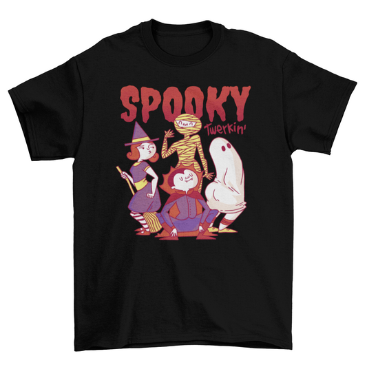 Spooky Holiday Cartoon Ghost Monsters Twerk Halloween Dance T-Shirt