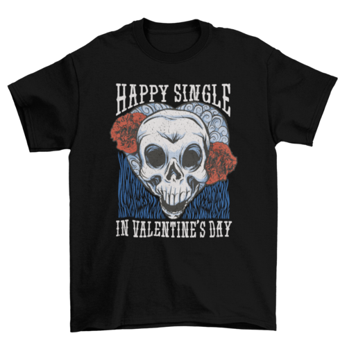Rebel Skull Anti-Valentine's Tee - Embrace Singlehood with Style