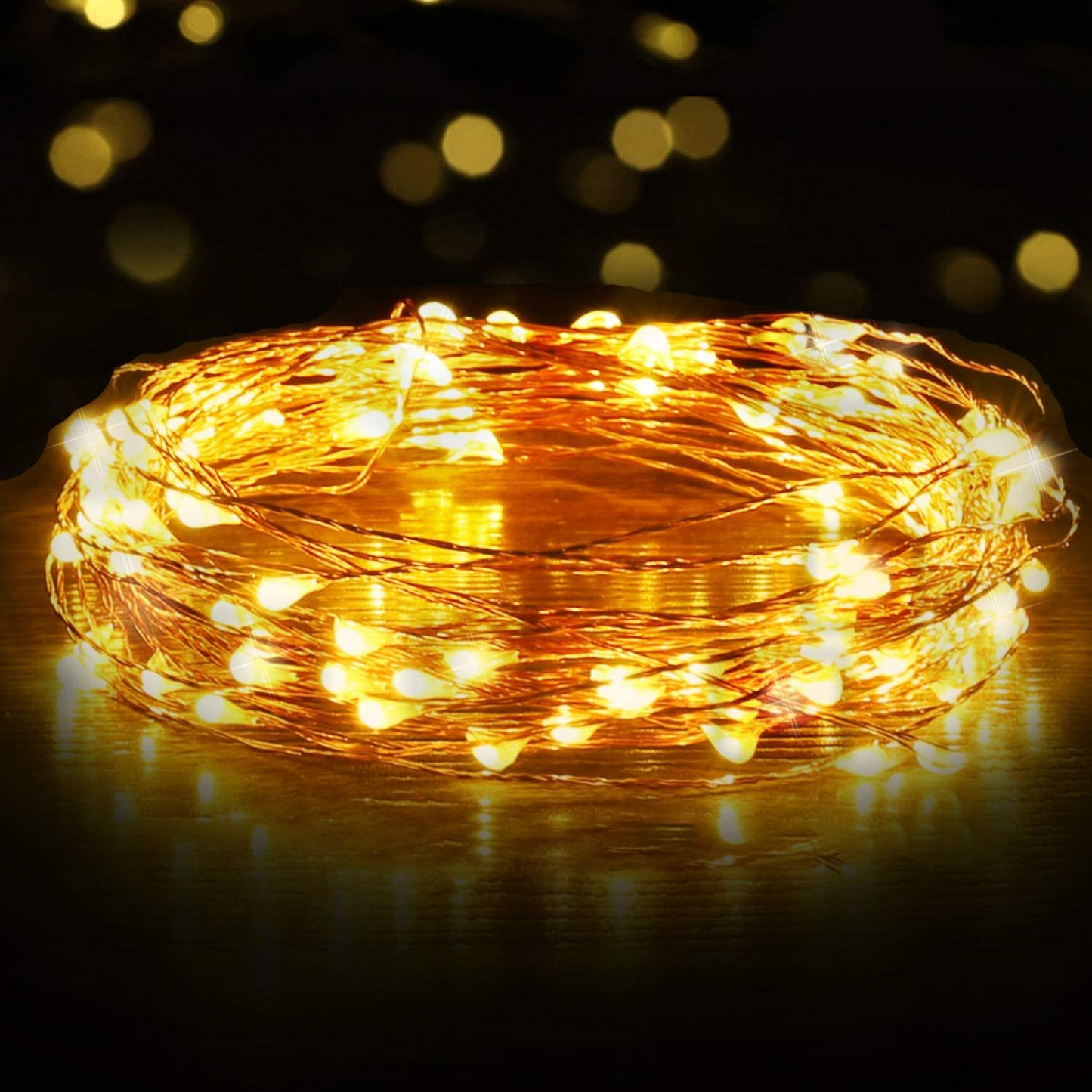 Starry Elegance: 10M Warm White LED USB Copper Wire Christmas Lights