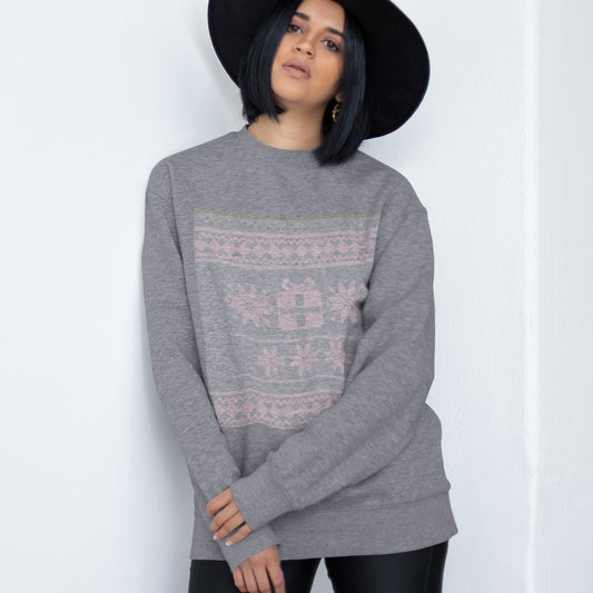 Festive Charm: Women's Christmas Faux Embroidered Sweatshirt