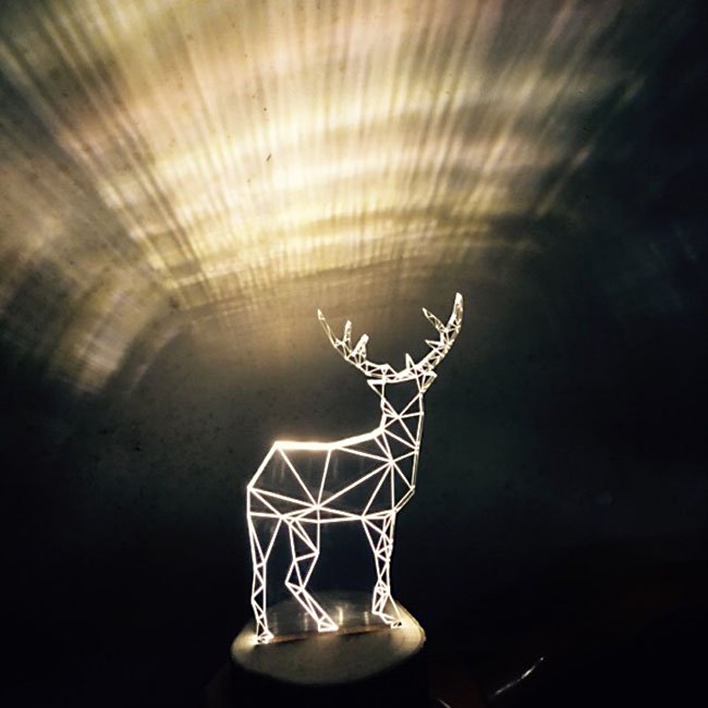 Transparent Fawn LED Light with 3D Line Pattern
