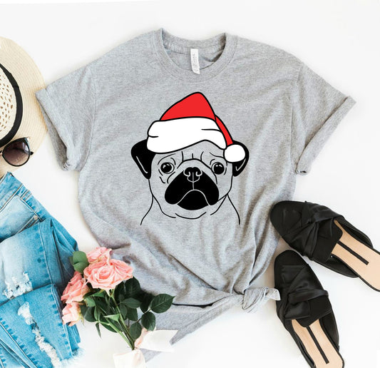 Festive Pug Love: Adorable Christmas T-shirt