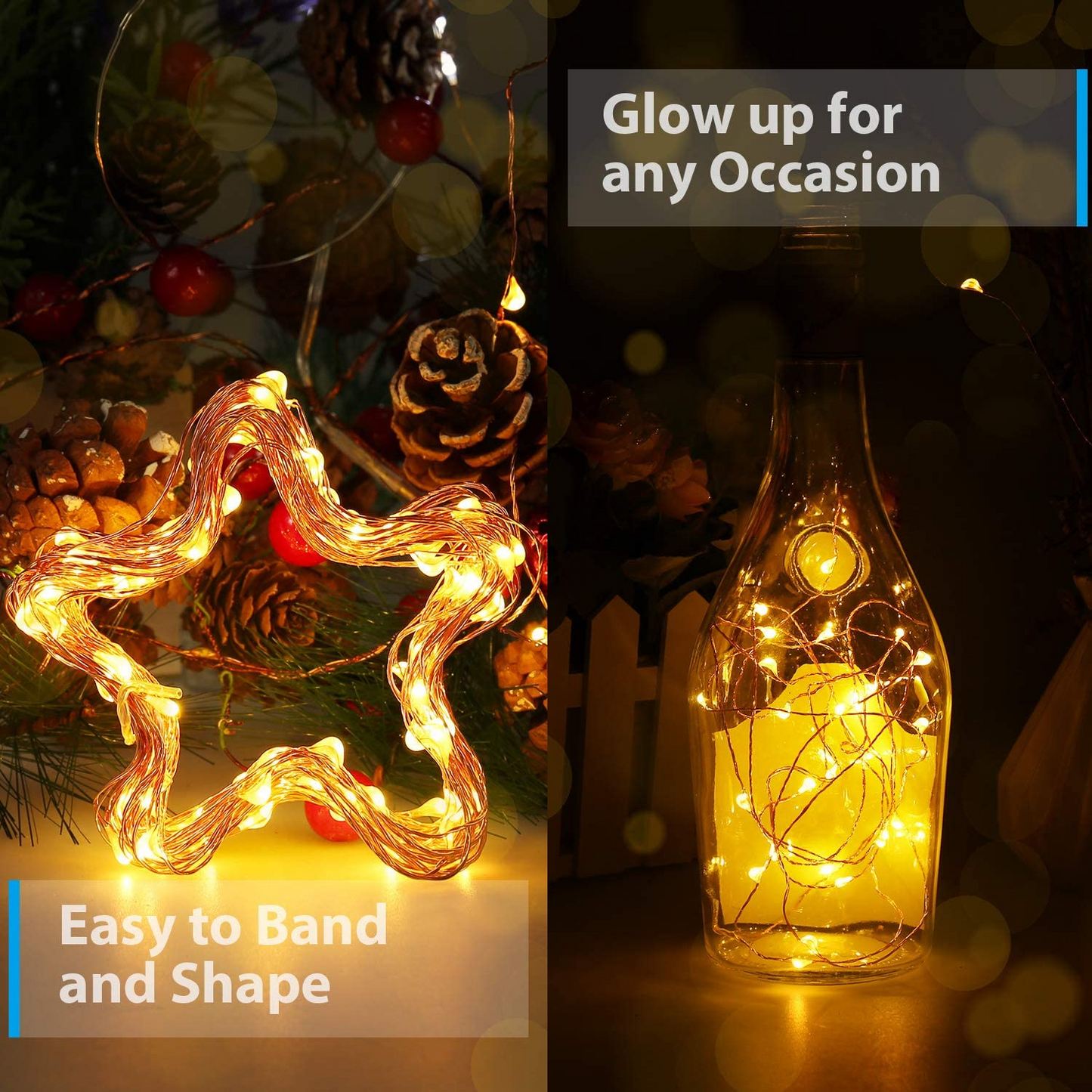 Starry Elegance: 10M Warm White LED USB Copper Wire Christmas Lights