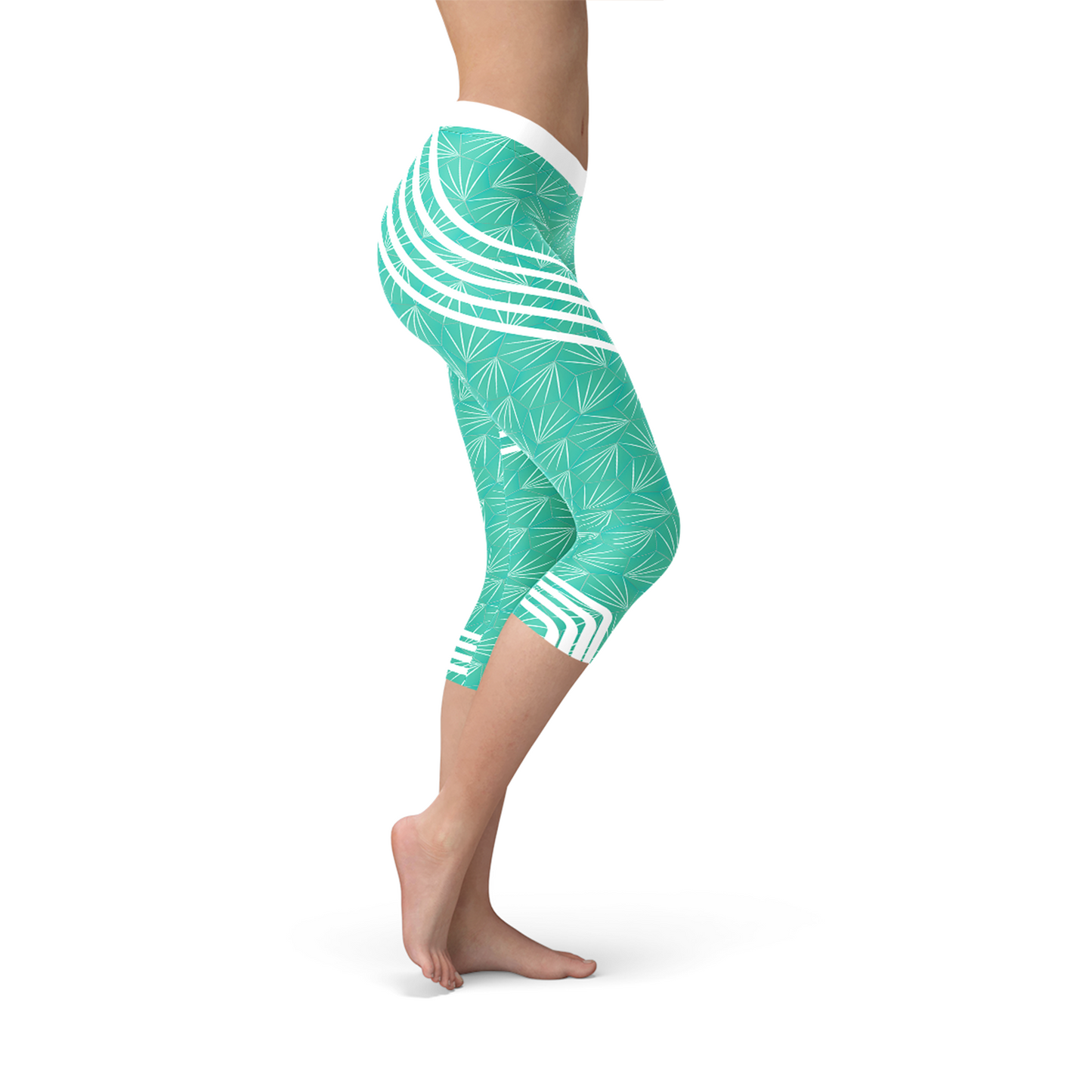 Turquoise Women's Sports Capri Leggings