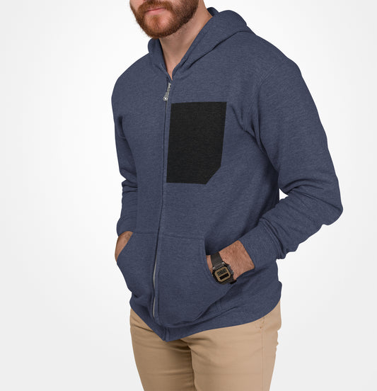Metro Sleek Men's Faux Pocket Heavy Blend Zip Hoodie in Black