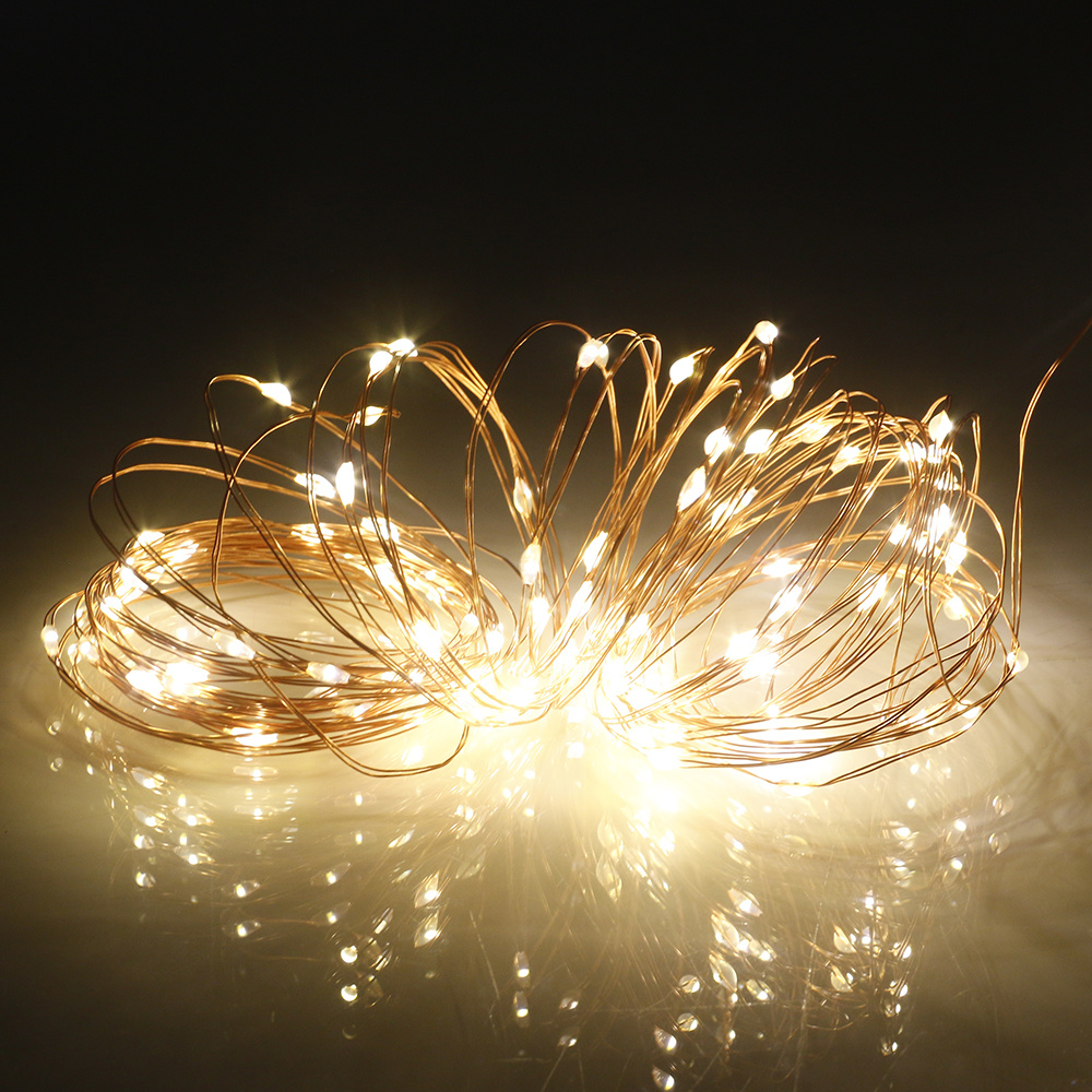 Starry Elegance: 10M Warm White LED USB Copper Wire Christmas Lights