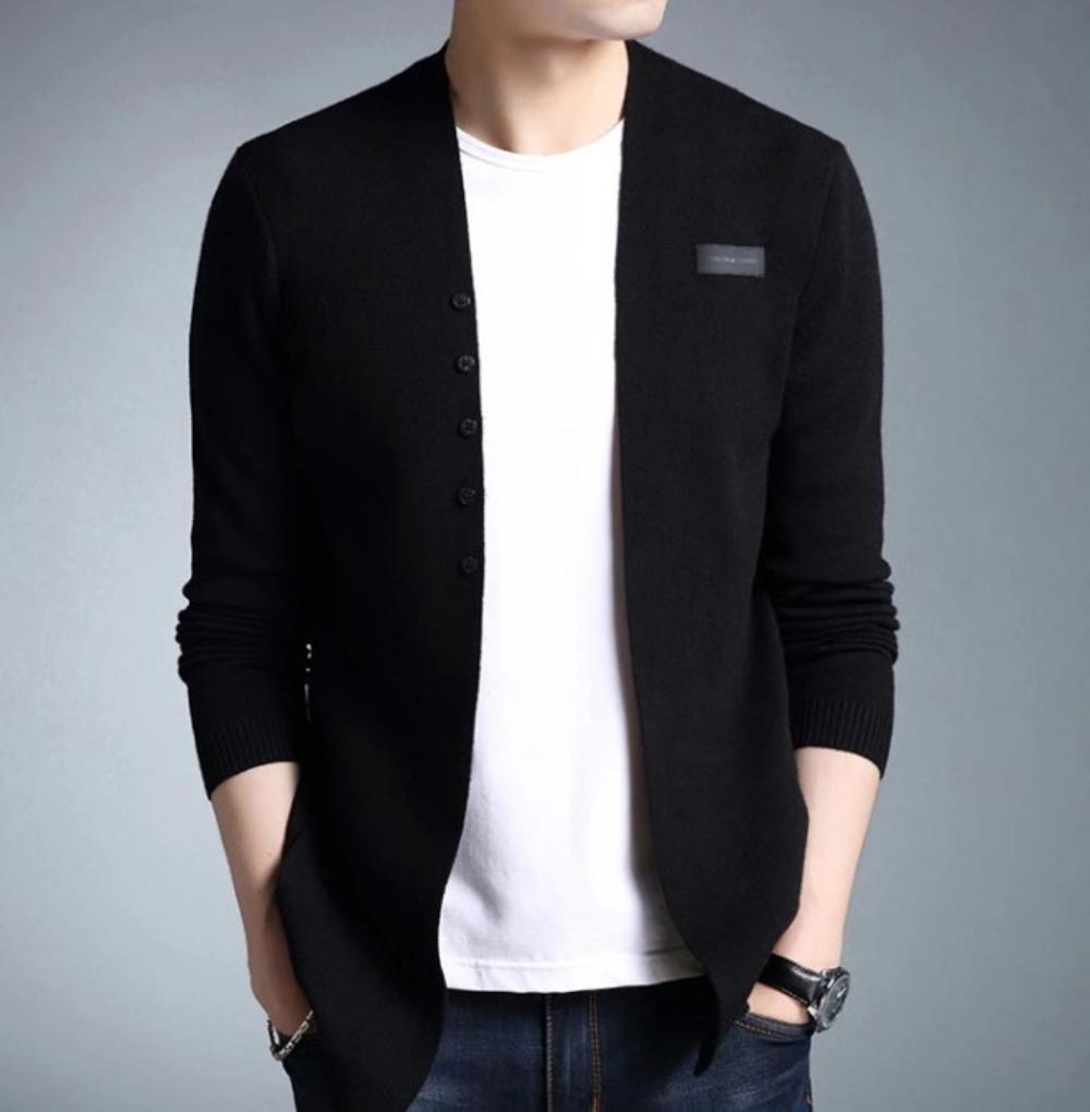 Mens Slim Fit Cardigan with Button Detail
