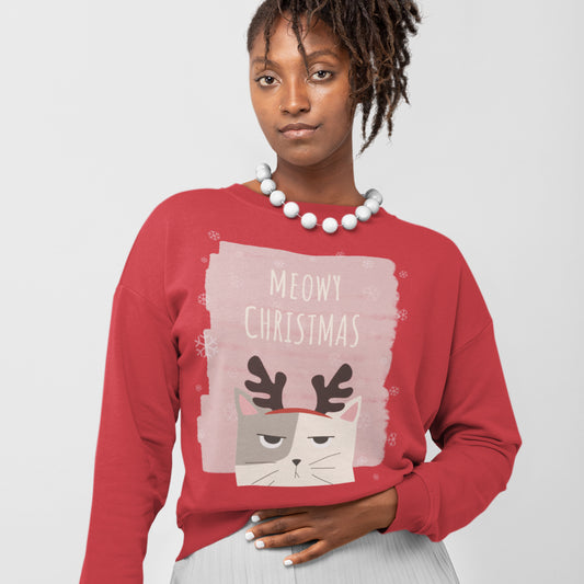 Womens "Meowy Christmas" Sweatshirt