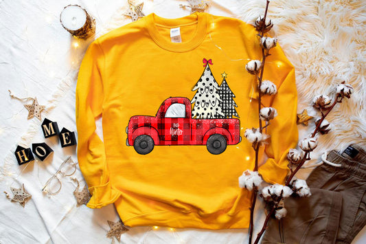 Vintage Holiday Ride - Christmas Tree Truck Crewneck Sweatshirt