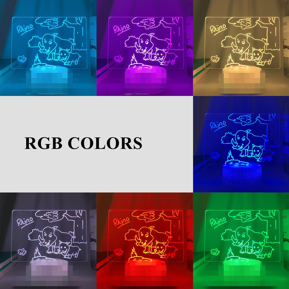 Wood Table Lamp Night Light with Message Board Room Decor