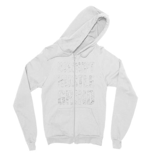 "Disrupt, Hustle, Grind" Motivational Fine Jersey Zip Hoodie