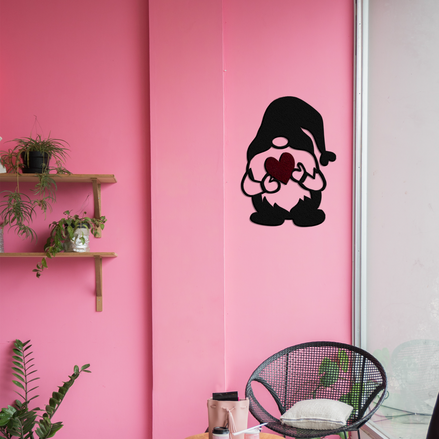 Charming Love: Gnome Heart Metal Wall Art